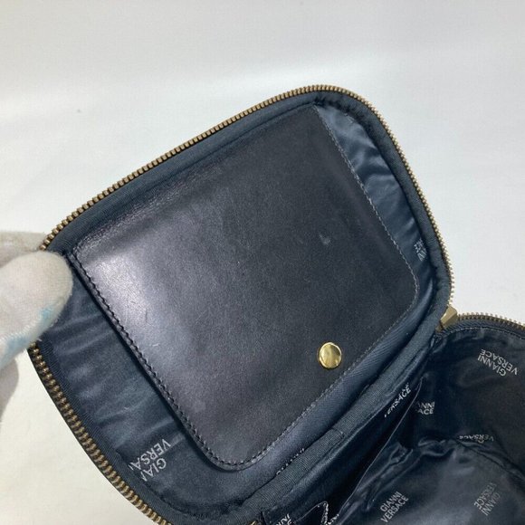 VERSACE vintage stripe Hand Bag pouch with mirror Vanity bag Multicolore - Picture 7 of 16